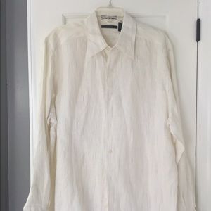Claiborne, linen, button down, long sleeve